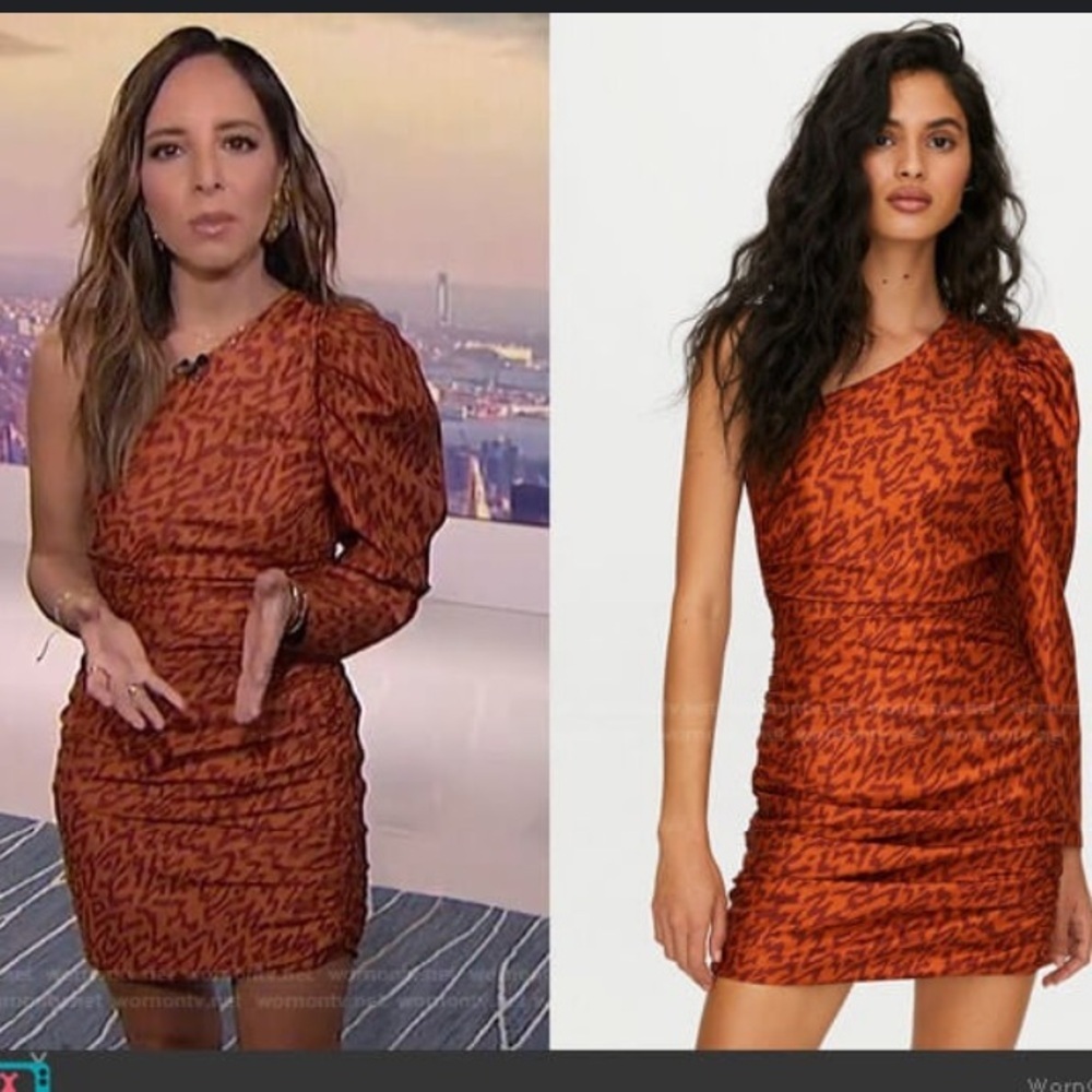 Wilfred Aritzia rust color one shoulder dress 373… - image 9